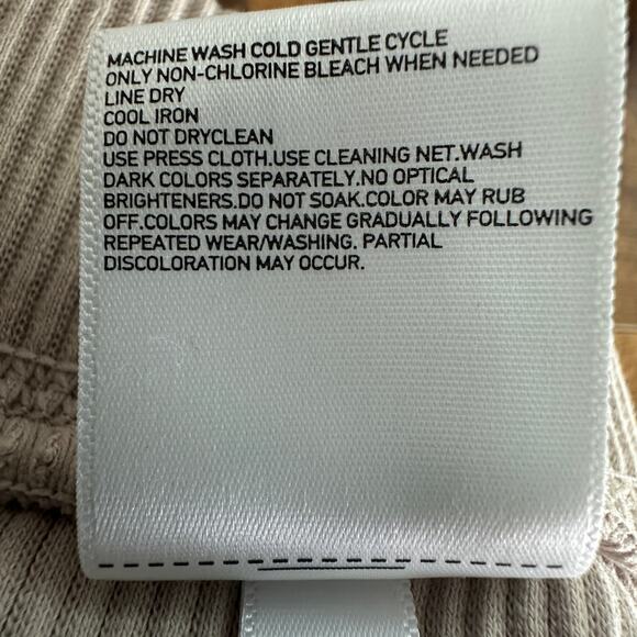 Uniqlo Ribbed Knit Leggings XL Beige Cotton Stretch Loungewear Normcore Cozy EUC - Picture 8 of 9